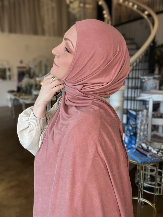 Solid Jersey Hijab: Blue Iris Adult Slip-On