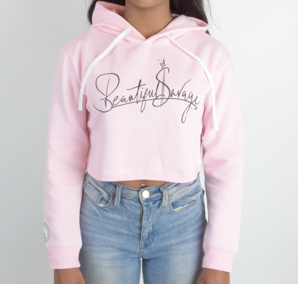 crop top hoodie pink