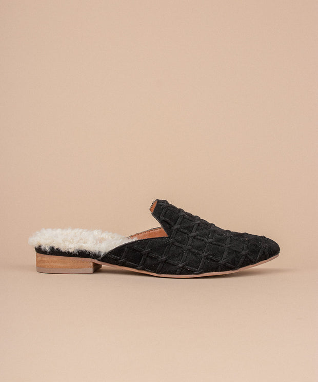 fur lined mules