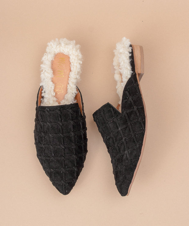 faux fur lined mules