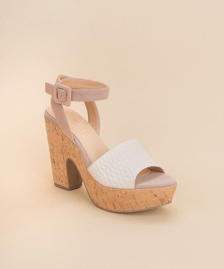 cork chunky heels