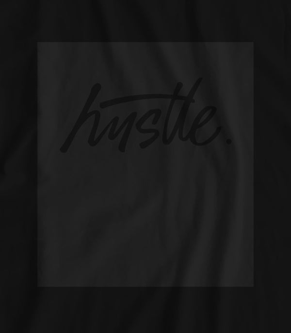 Hustle - Matte Black Block Logo // Fitted Long-Line T-shirt