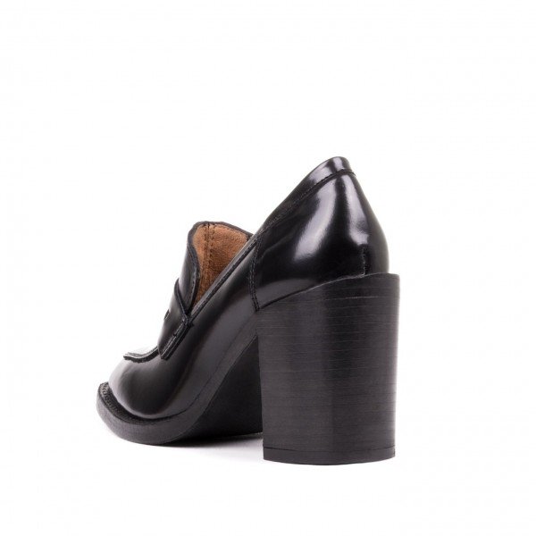 black block heel loafers