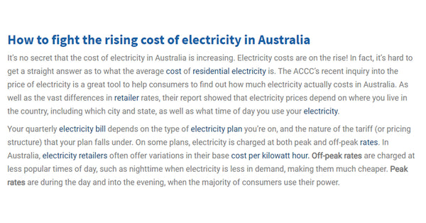 Electricity Bill Plans Should Be Similar to Australia Electricity Policy