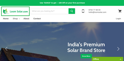 Open Loom Solar’s homepage. 