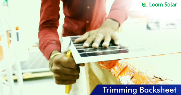 Solar Trimming Backsheet process in manufacturing plant
