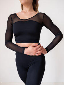 Schwarz Langarm Top Sportbekleidung für Damen für Yoga, Fitness und Pilates von LENA Activewear | Atelier della Danza MP