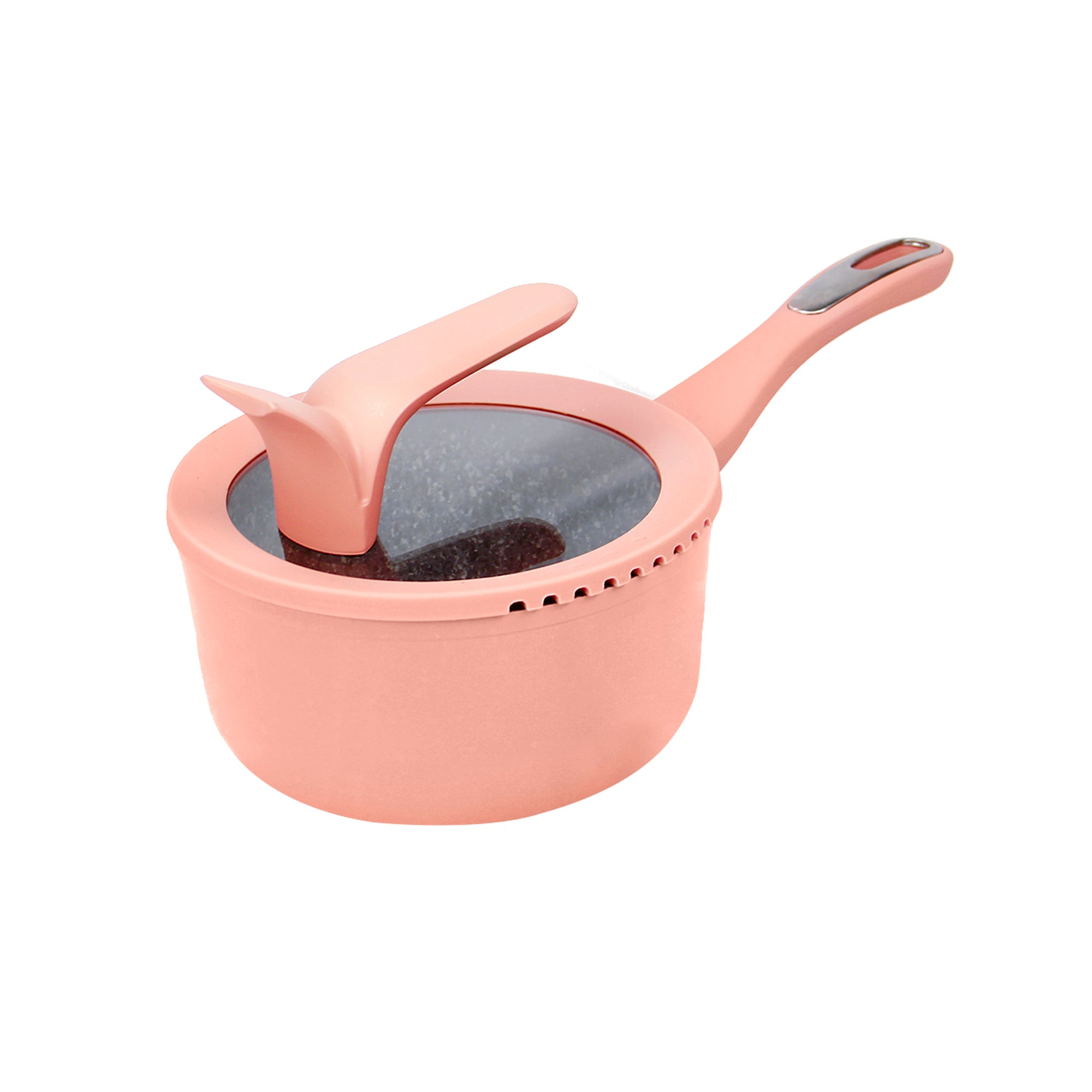 GHOONEY Flat Bottom Pan Pink Non-Stick Pot for Gas Stoves and Cooker Use  Baking Pans