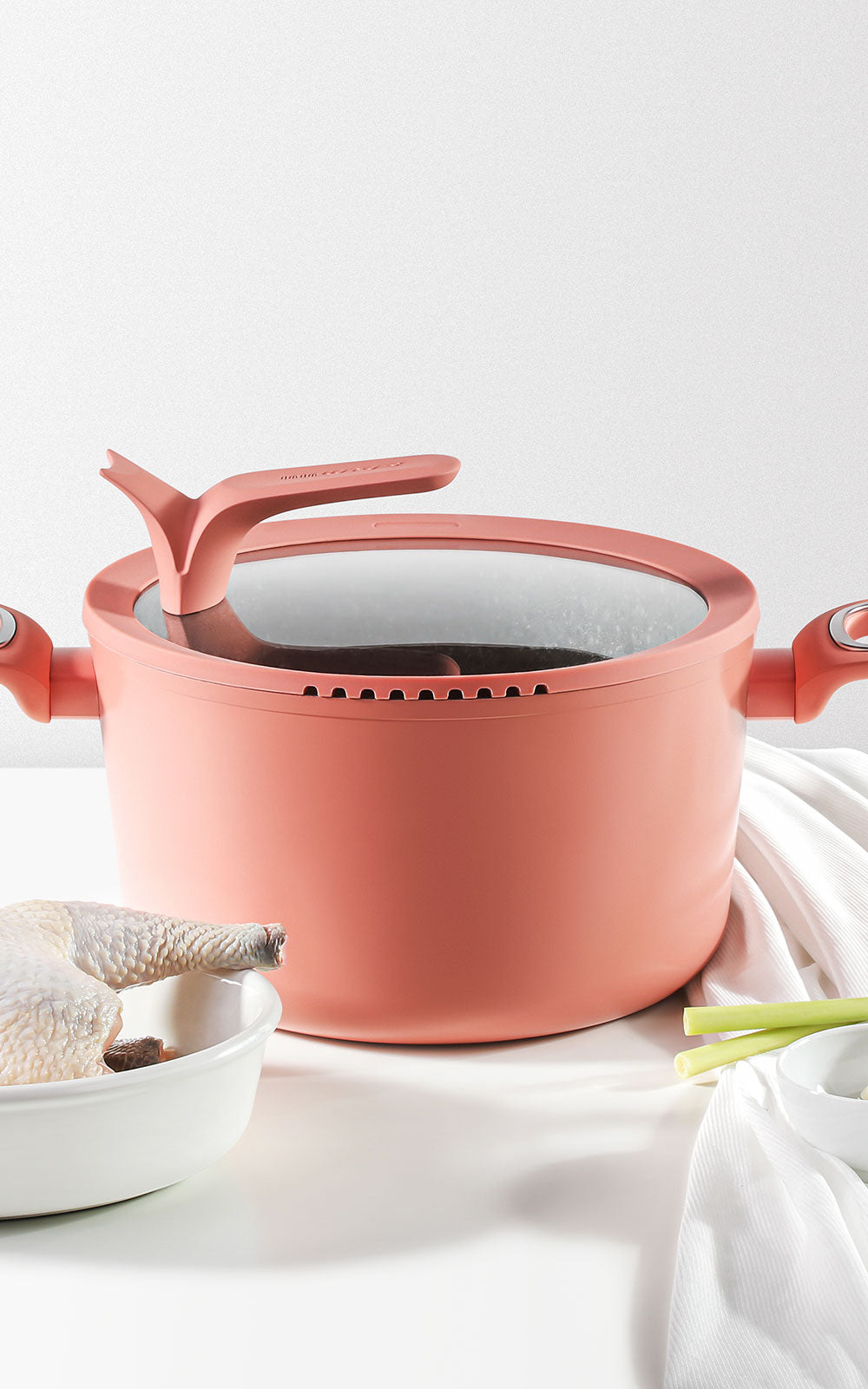 4.2-qt MEHTAP NON-STICK Stockpot Soup Pot Pink Stock Pot with Glass Lid