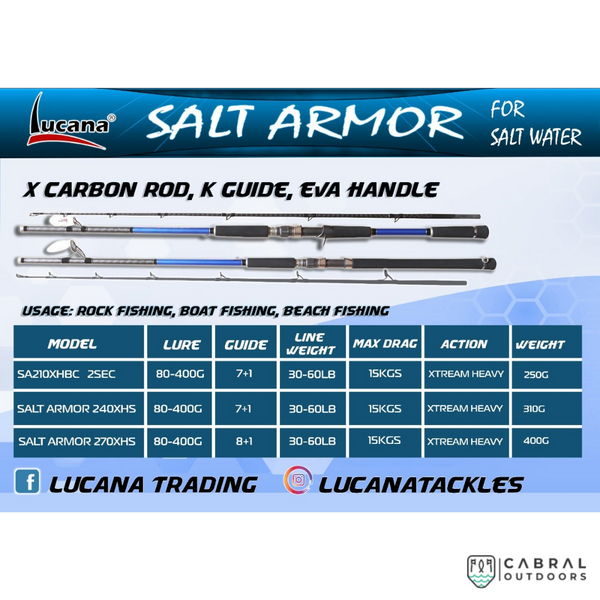 Lucana Salt Armor 8-9ft Spinning Rod, Cabral Outdoors