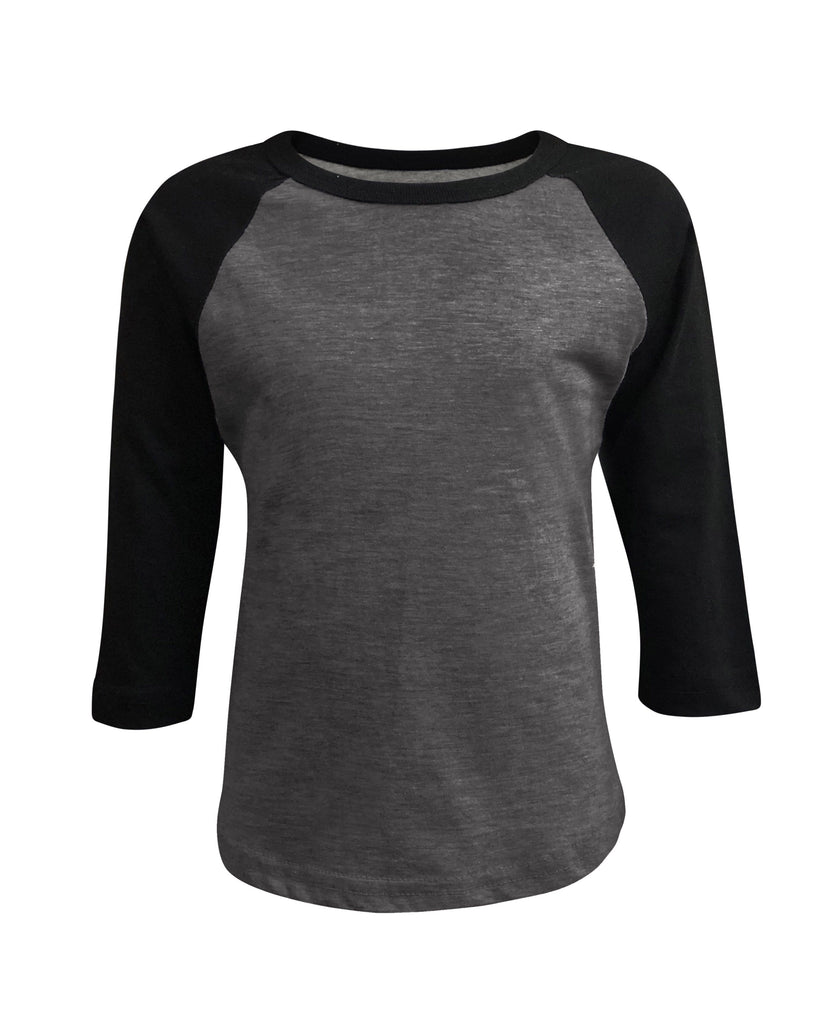 Kids Plain Raglan 3/4 T-Shirt - Light Charcoal/Burgundy – ILTEX Apparel