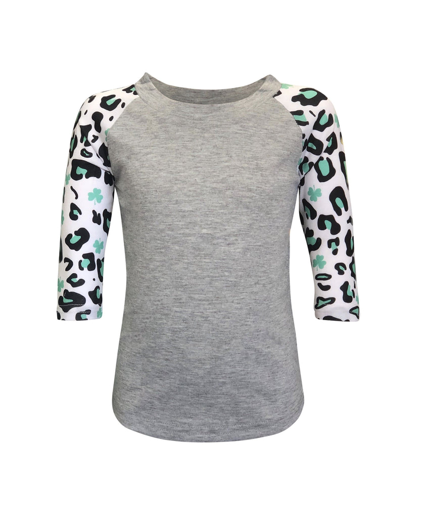 St. Patricks Green Clover Cheetah Blank Faux Bleached Top – ILTEX Apparel