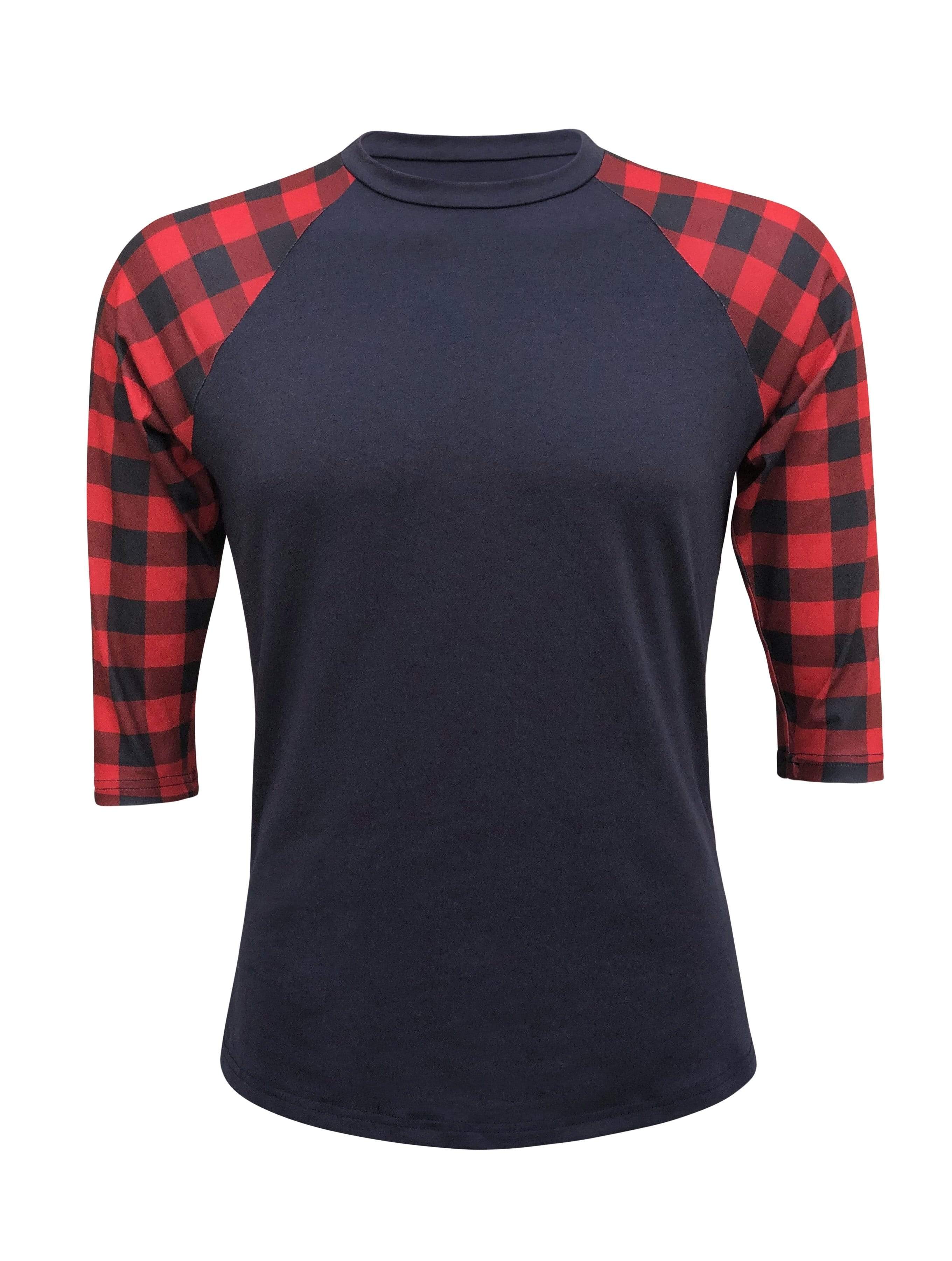 plaid sleeve raglan