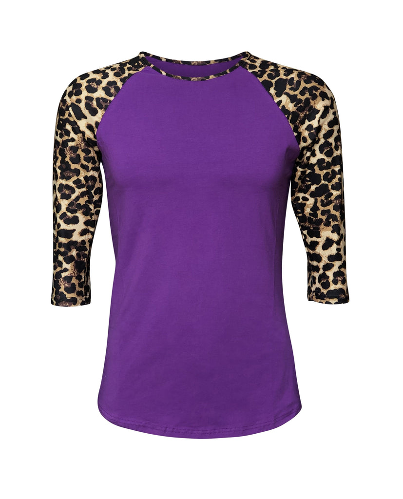 purple and gold raglan shirt