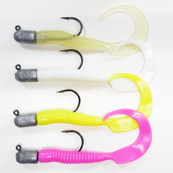 GROUPER RIG - 1.5 oz BULLETHEAD JIGHEAD (qty 2 or 6) WITH 8 CURLY TAI –  All About The Bait