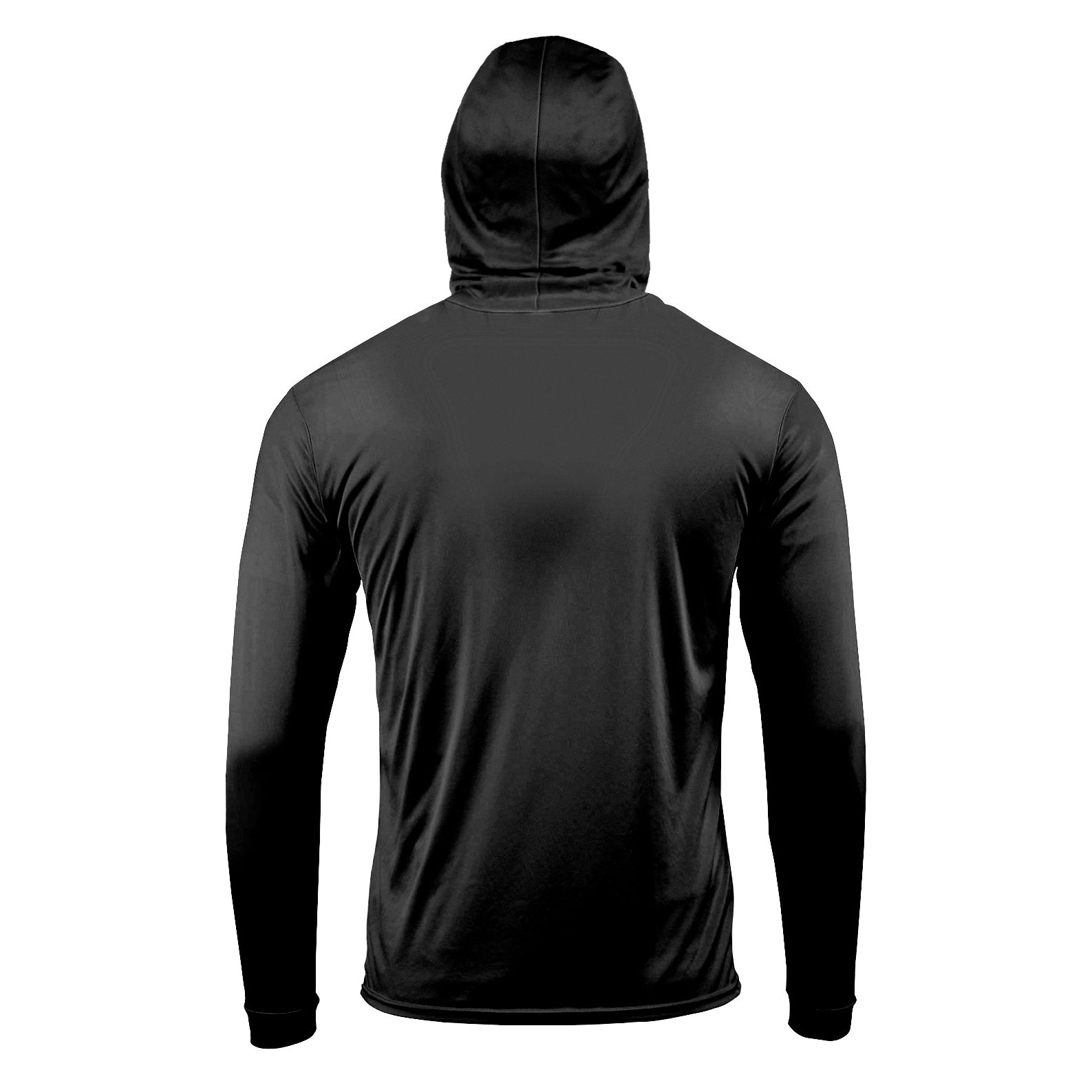 (NO LOGO) PLAIN HOODED - BLACK - 50+ UPF - Long Sleeve Performance Shi ...