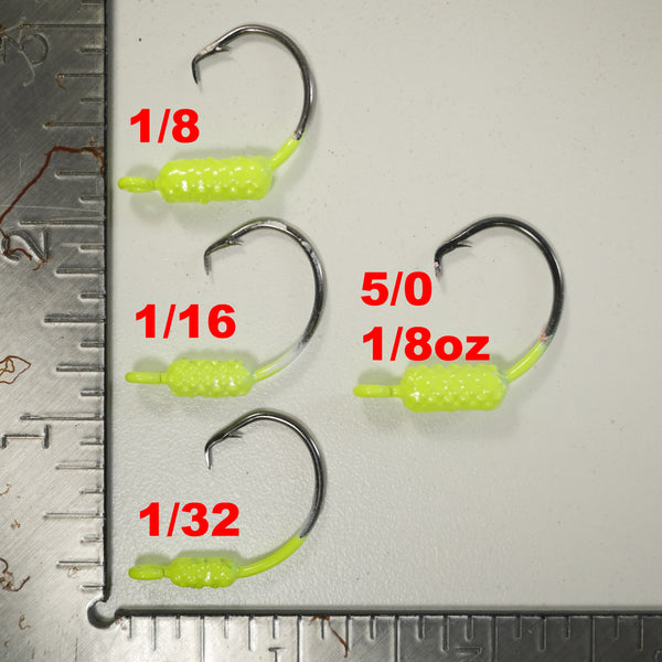 MIXED WEIGHT (1/32, 1/16, 1/8 OZ). - 4/0 Weighted Circle Hook Jig