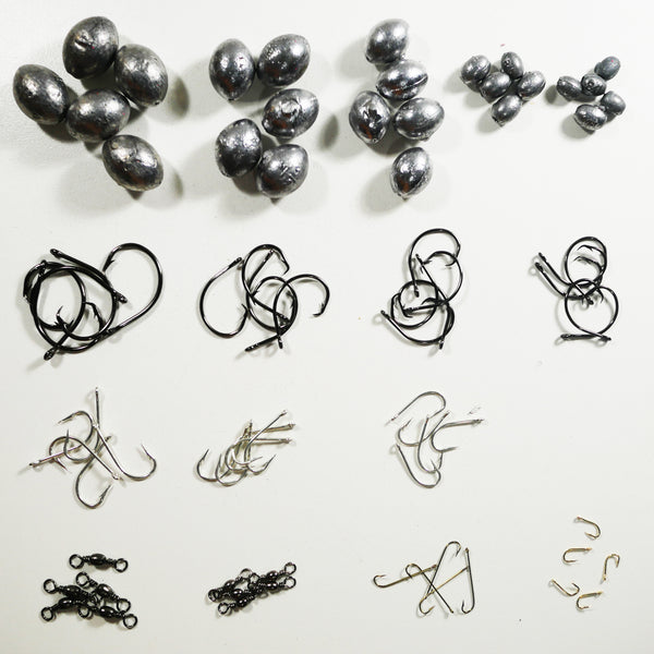 80 pieces) Hook and Weight Sample Pack - Live/Dead Bait Rigs – All About  The Bait