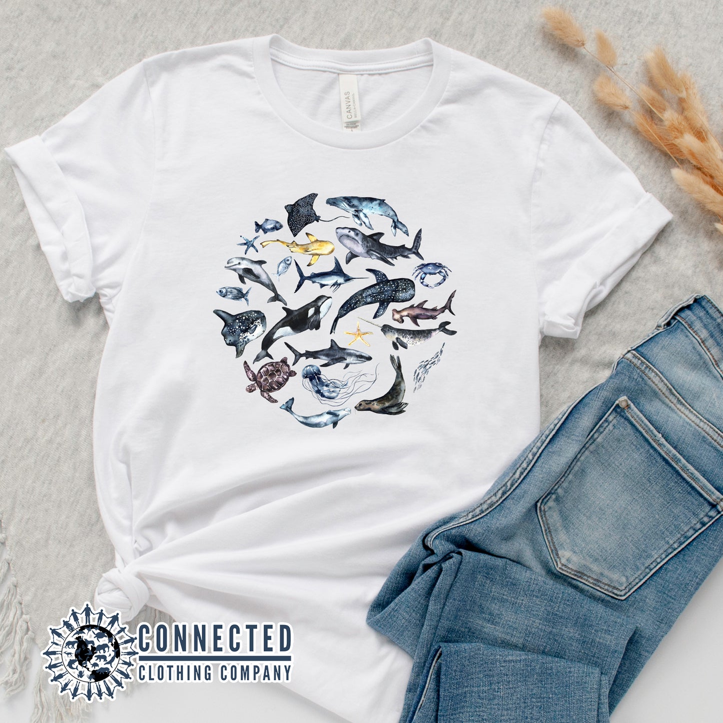 Blue Ocean Sea Creatures Tee - sweetsherriloudesigns - 10% donated to ocean conservation