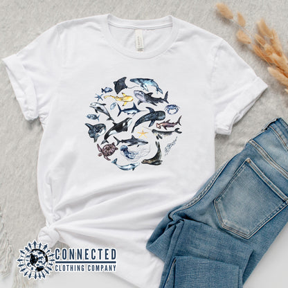 Blue Ocean Sea Creatures Tee - sweetsherriloudesigns - 10% donated to ocean conservation