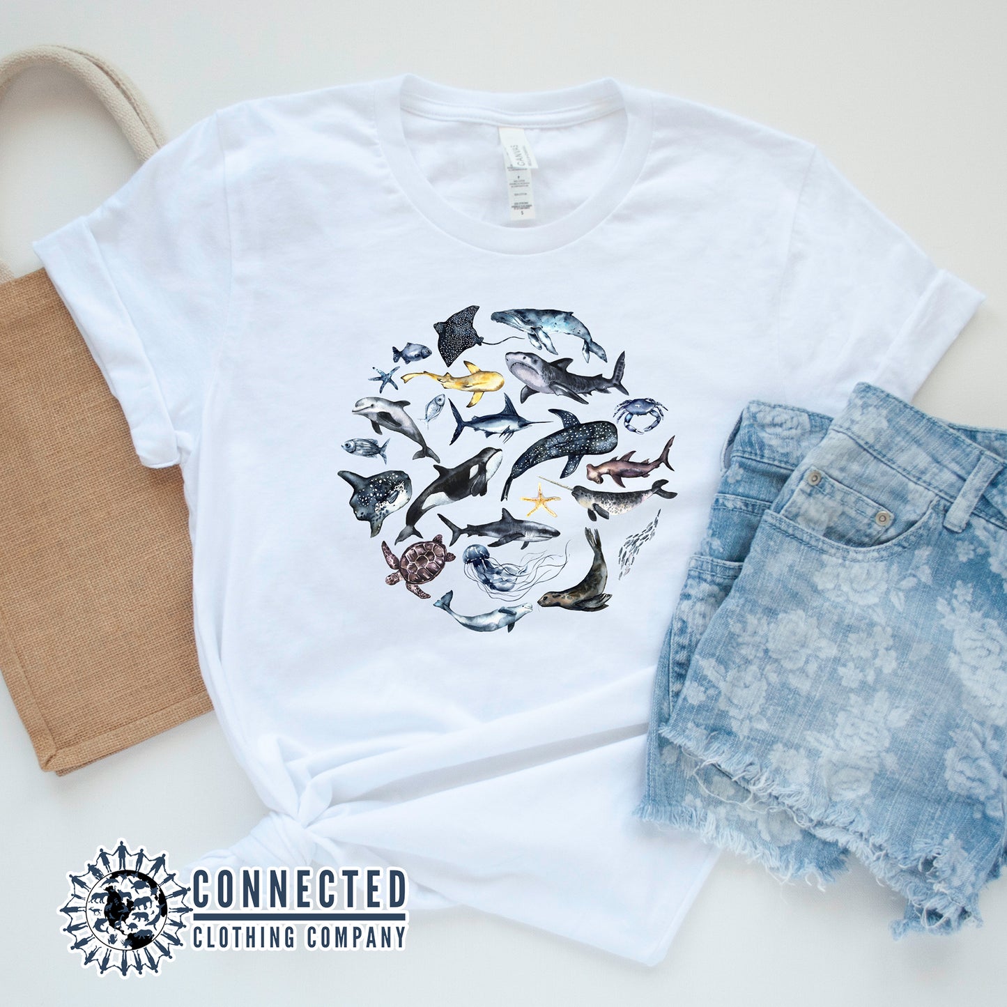 Blue Ocean Sea Creatures Tee - sweetsherriloudesigns - 10% donated to ocean conservation