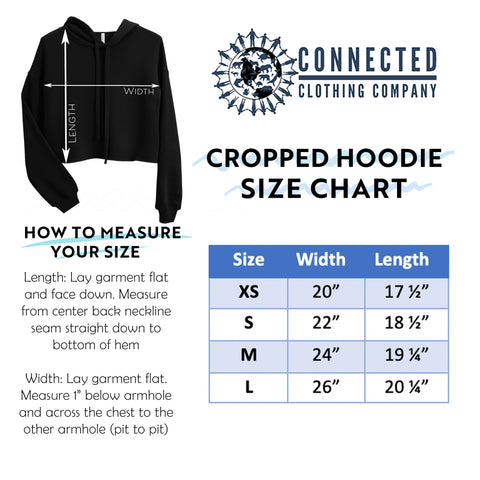 Cropped Hoodie Sweatshirt Size Chart - marktwainstoryteller - Ethically and Sustainably Made - 10% donated to the Oceana shark conservation