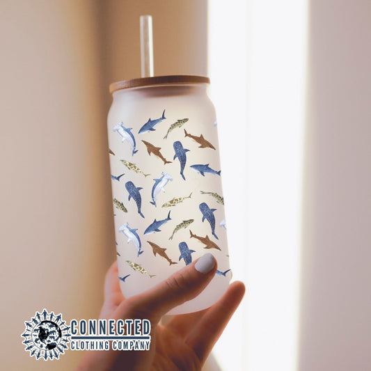 Shark Ocean Glass Can - sweetsherriloudesigns - 10% of proceeds donated to ocean conservation