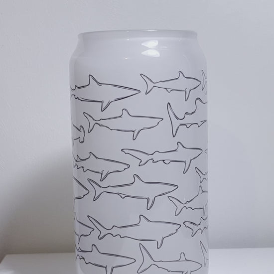 Color Changing Shark Species Glass Can - sweetsherriloudesigns - 10% of proceeds donated to ocean conservation