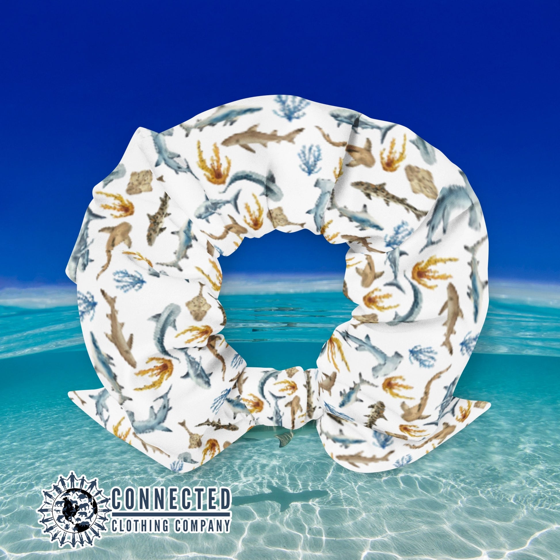 Shark Watercolor Scrunchie - sweetsherriloudesigns - 10% of proceeds donated to shark conservation