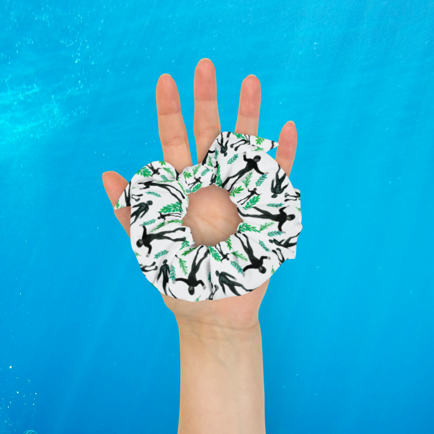 Hand Holding Scuba Diver Scrunchie Hair Tie - sweetsherriloudesigns - Ethical & Sustainable Apparel - 10% donated to Mission Blue ocean conservation