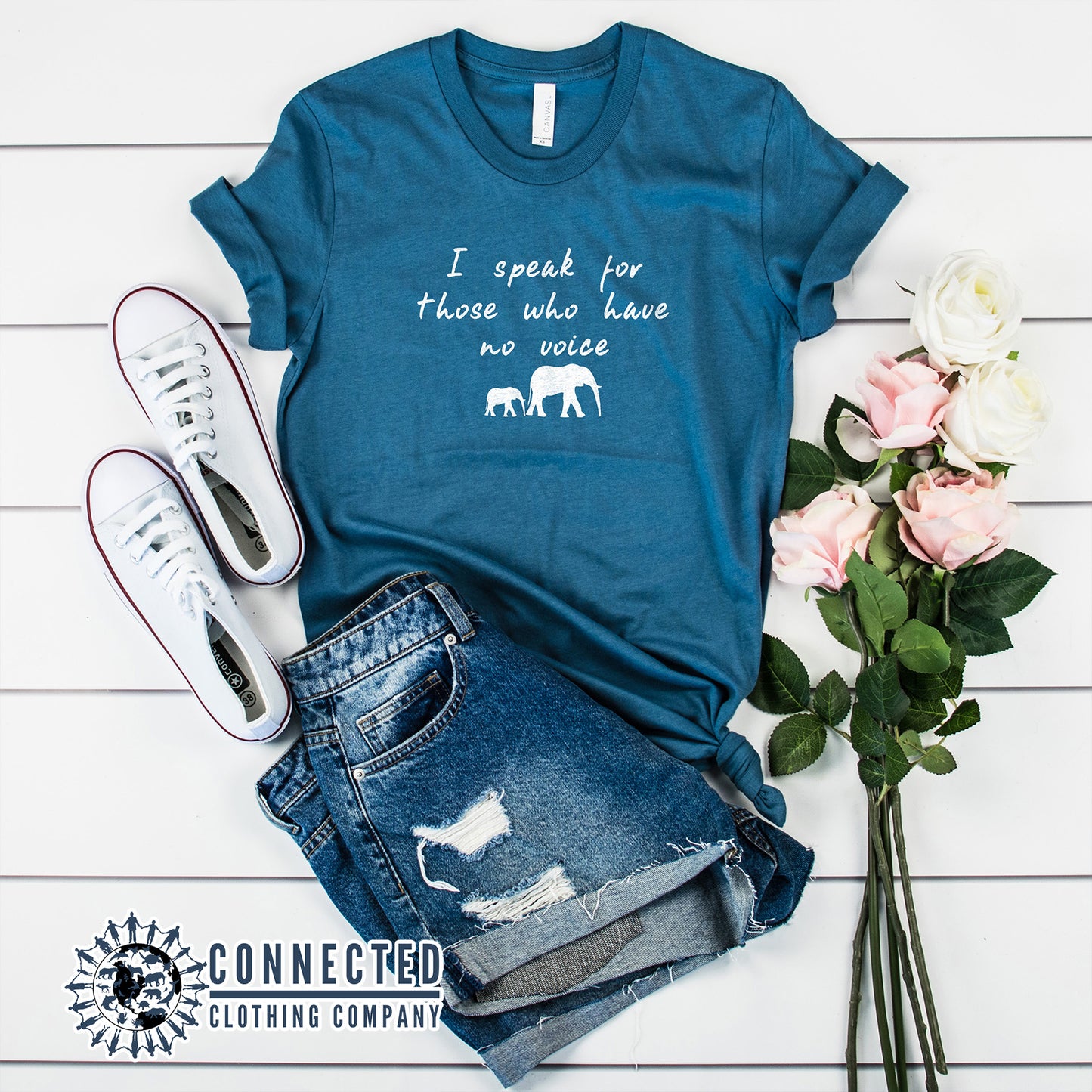 Steel Blue Be The Voice Elephant Short-Sleeve Tee - sweetsherriloudesigns - 10% of profits donated to the David Sheldrick Wildlife Trust