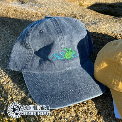 Sea Turtle Embroidered Hat In Navy - sweetsherriloudesigns - 10% of proceeds donated to sea turtle conservation