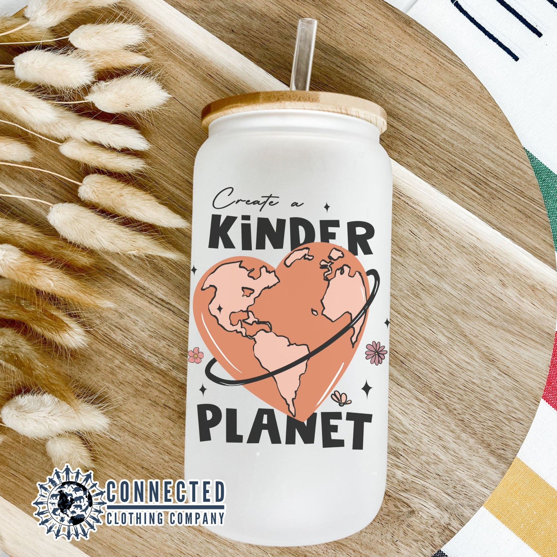 Kinder Planet Glass Can - sweetsherriloudesigns - 10% of proceeds donated to ocean conservation