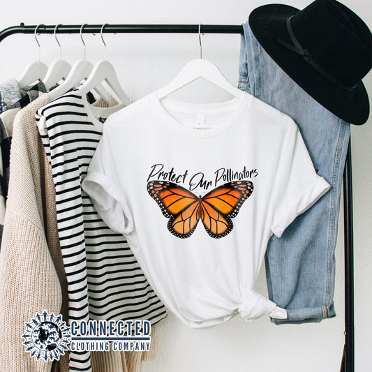 White Protect Our Pollinators Short-Sleeve Tee - sweetsherriloudesigns - Ethically and Sustainably Made - 10% of profits donated to pollinator and monarch conservation and ocean conservation