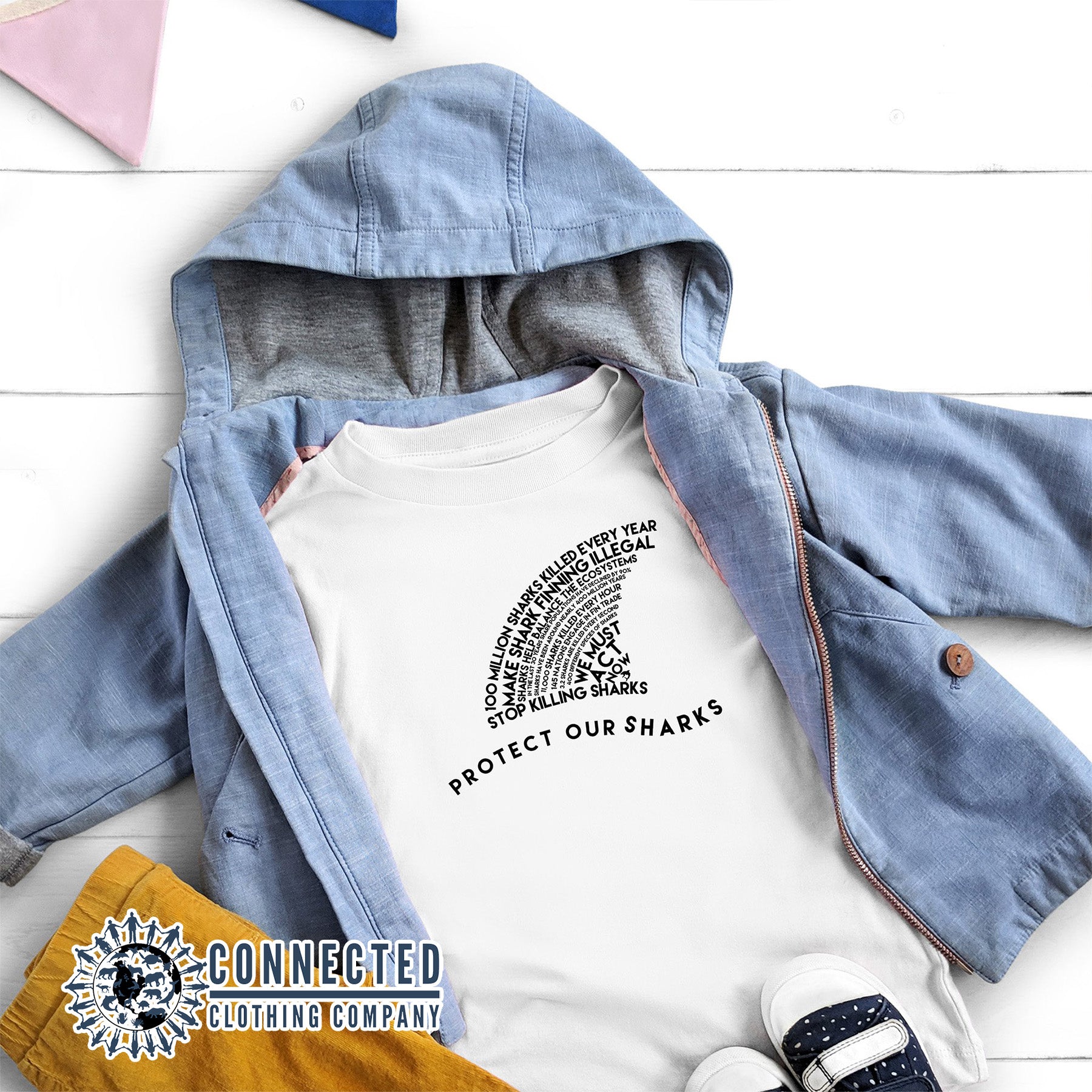 White Protect Our Sharks Toddler Short-Sleeve Tee - sweetsherriloudesigns - 10% of profits donated to Oceana shark conservation