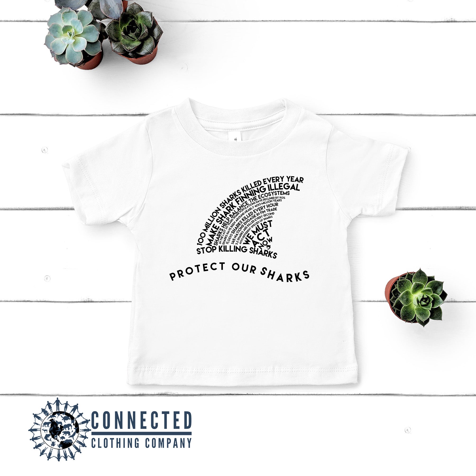 White Protect Our Sharks Toddler Short-Sleeve Tee - sweetsherriloudesigns - 10% of profits donated to Oceana shark conservation