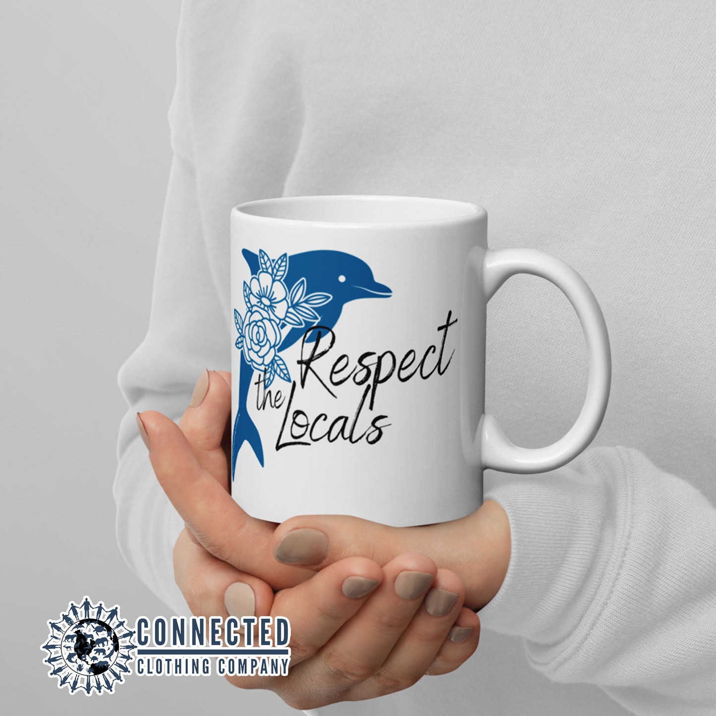 Respect The Locals Dolphin Classic Mug - sweetsherriloudesigns - Ethical and Sustainable Clothing That Gives Back - 10% donated to Mission Blue ocean conservation