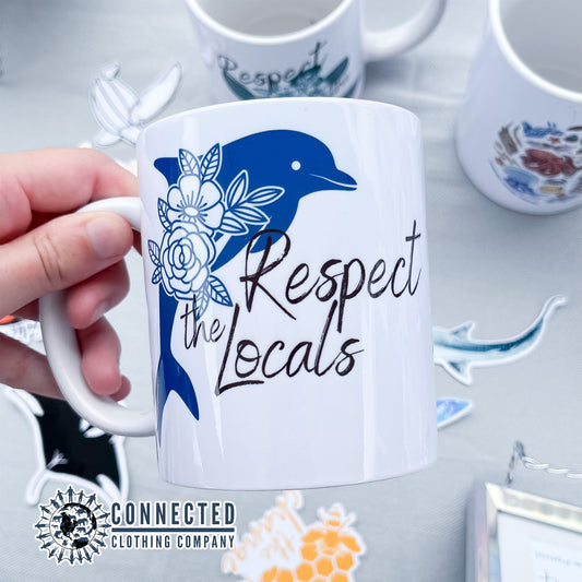 Respect The Locals Dolphin Classic Mug - sweetsherriloudesigns - Ethical and Sustainable Clothing That Gives Back - 10% donated to Mission Blue ocean conservation