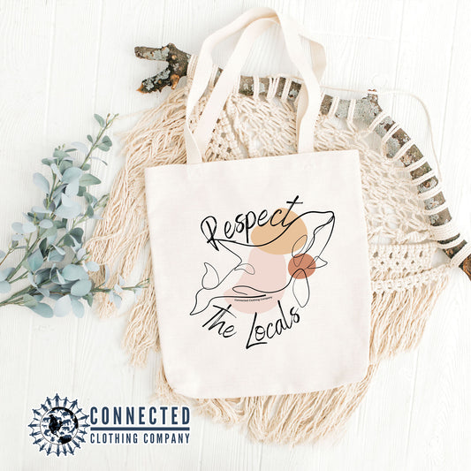 Respect The Locals Orca Tote Bag - sharonkornman - 10% of proceeds donated to killer whale conservation