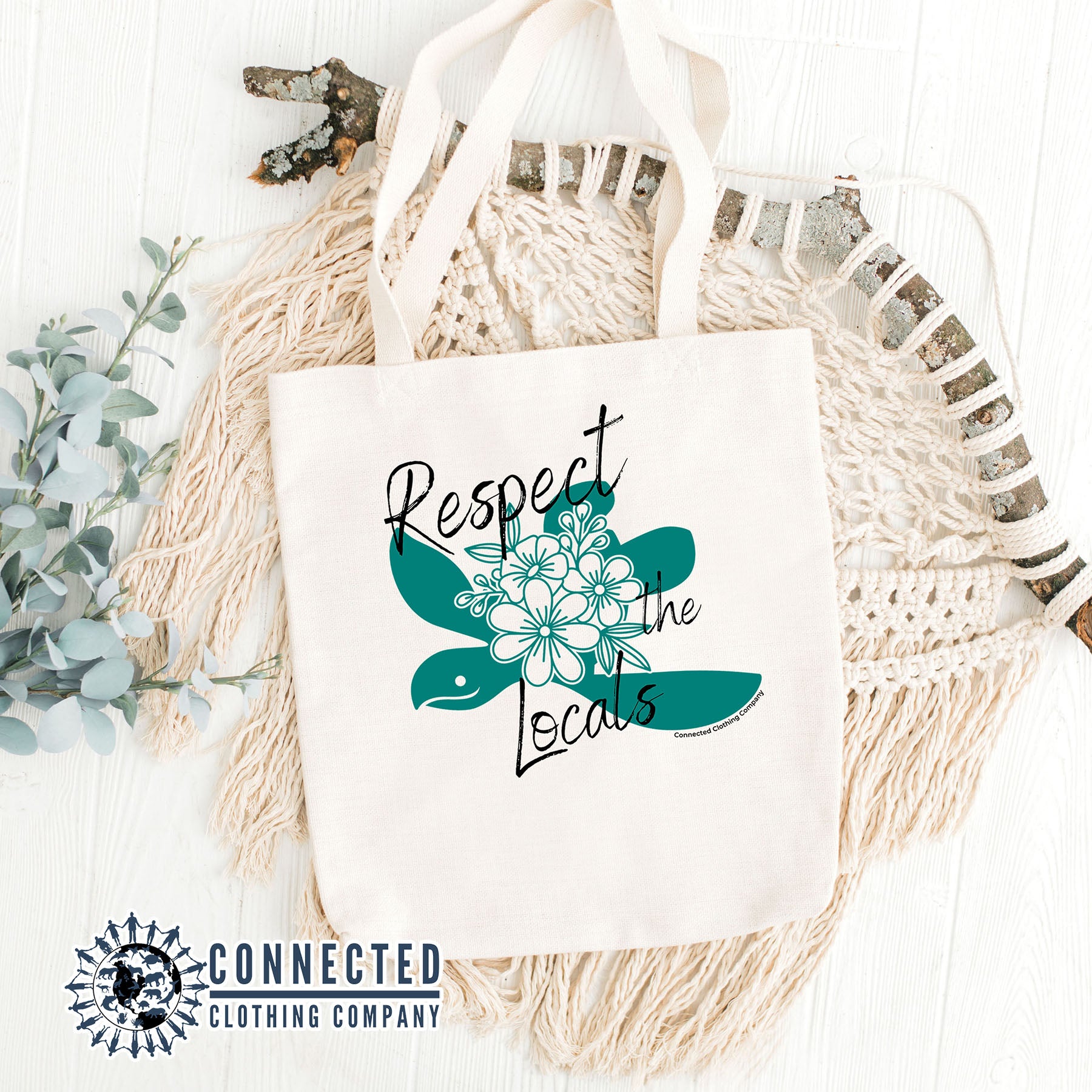 Respect The Locals Sea Turtle Tote - sweetsherriloudesigns - 10% of proceeds donated to sea turtle conservation