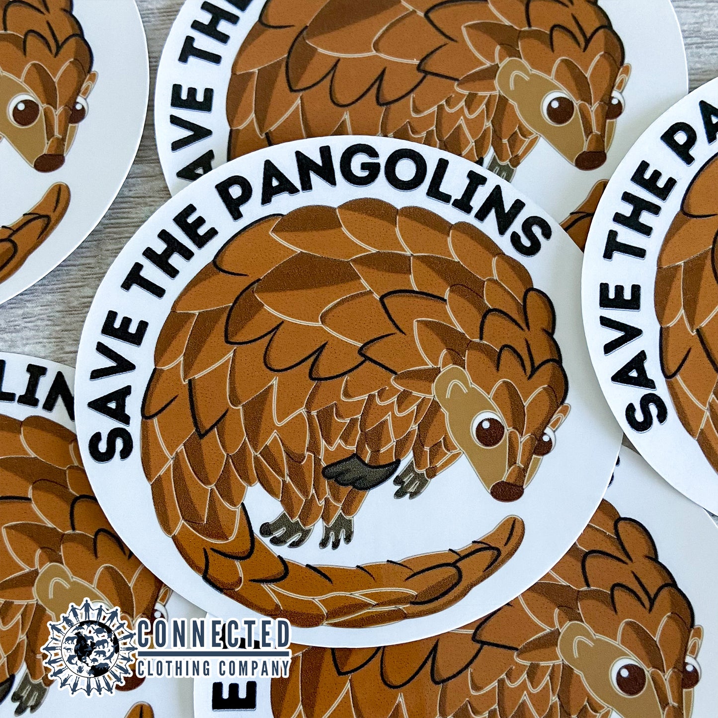 Close up of Save The Pangolins Sticker - sweetsherriloudesigns -  portion of profits donated to save the pangolins