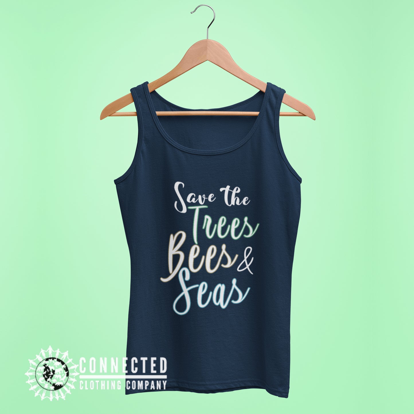 Navy Blue Save The Trees Bees And Seas Women's Relaxed Tank Top - sweetsherriloudesigns - Ethically and Sustainably Made - 10% donated to Mission Blue ocean conservation