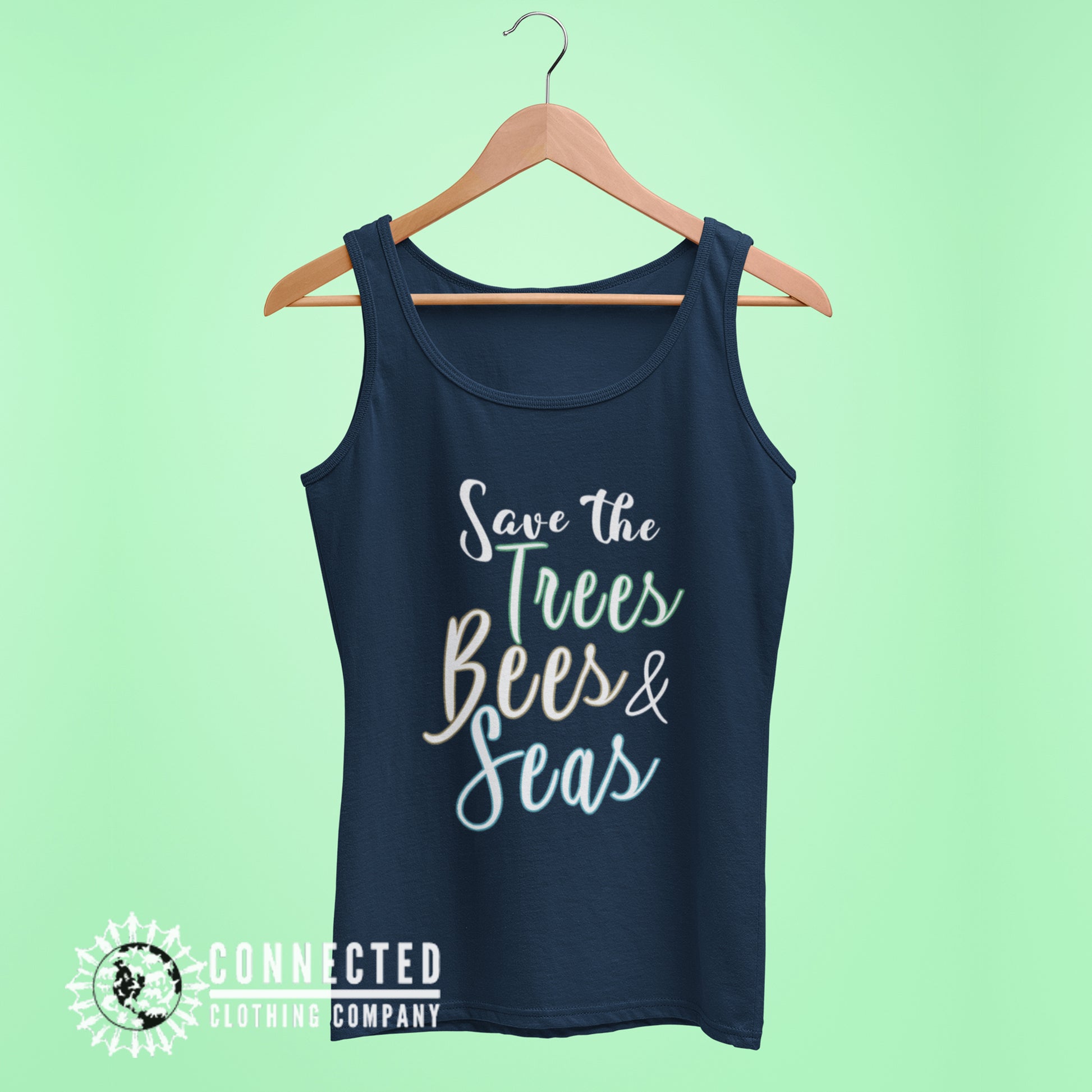 Navy Blue Save The Trees Bees And Seas Women's Relaxed Tank Top - sweetsherriloudesigns - Ethically and Sustainably Made - 10% donated to Mission Blue ocean conservation