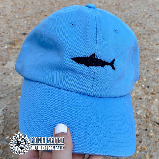 Blue Shark Cotton Cap - sweetsherriloudesigns - Ethical & Sustainable Clothing That Gives Back - 10% donated to Oceana shark conservation