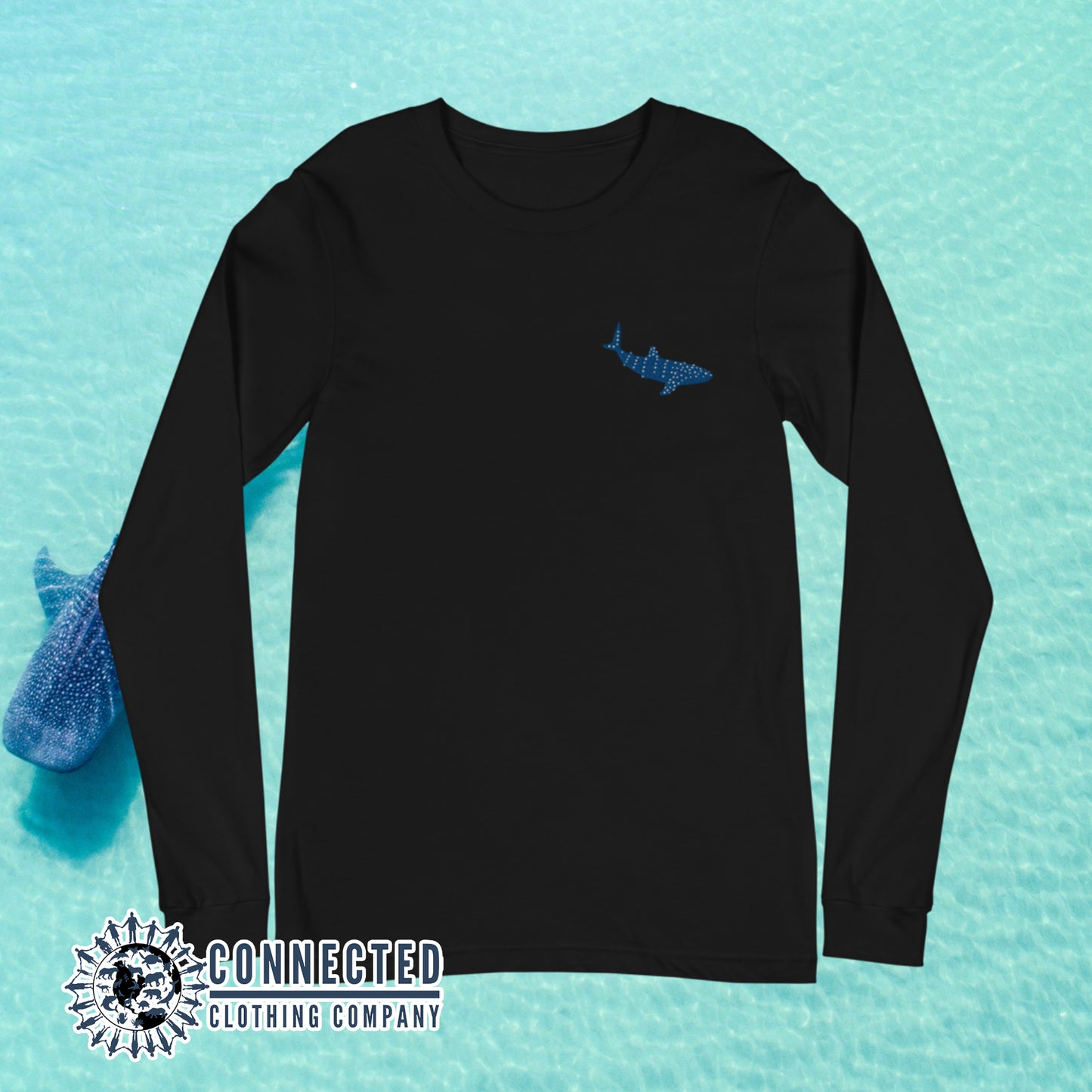 Blsck Embroidered Whale Shark Long-Sleeve Shirt - sweetsherriloudesigns - Ethically and Sustainably Made - 10% of profits donated to shark conservation and ocean conservation