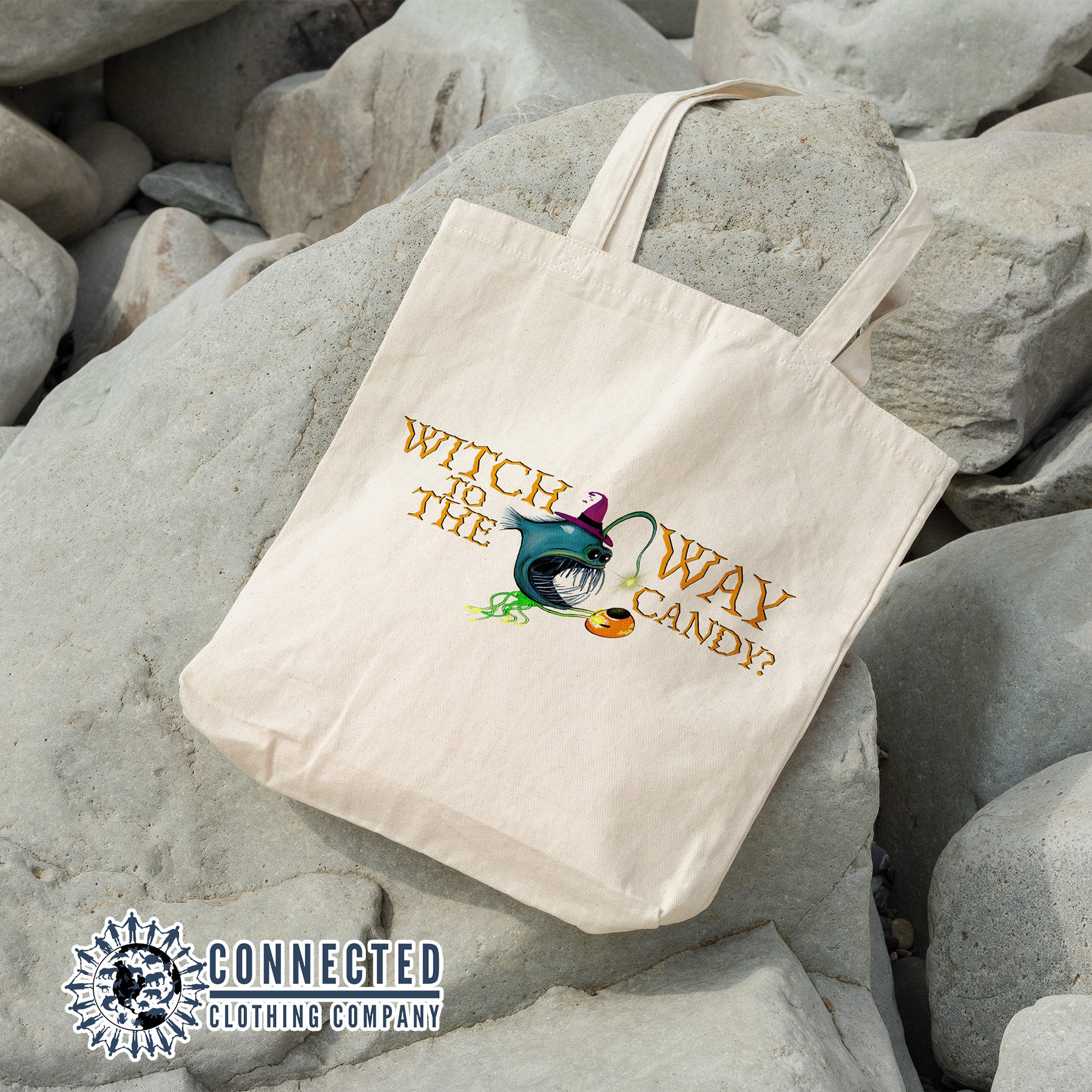 Witch Way To The Candy Anglerfish Tote Bag - sweetsherriloudesigns - 10% of proceeds donated to ocean conservation