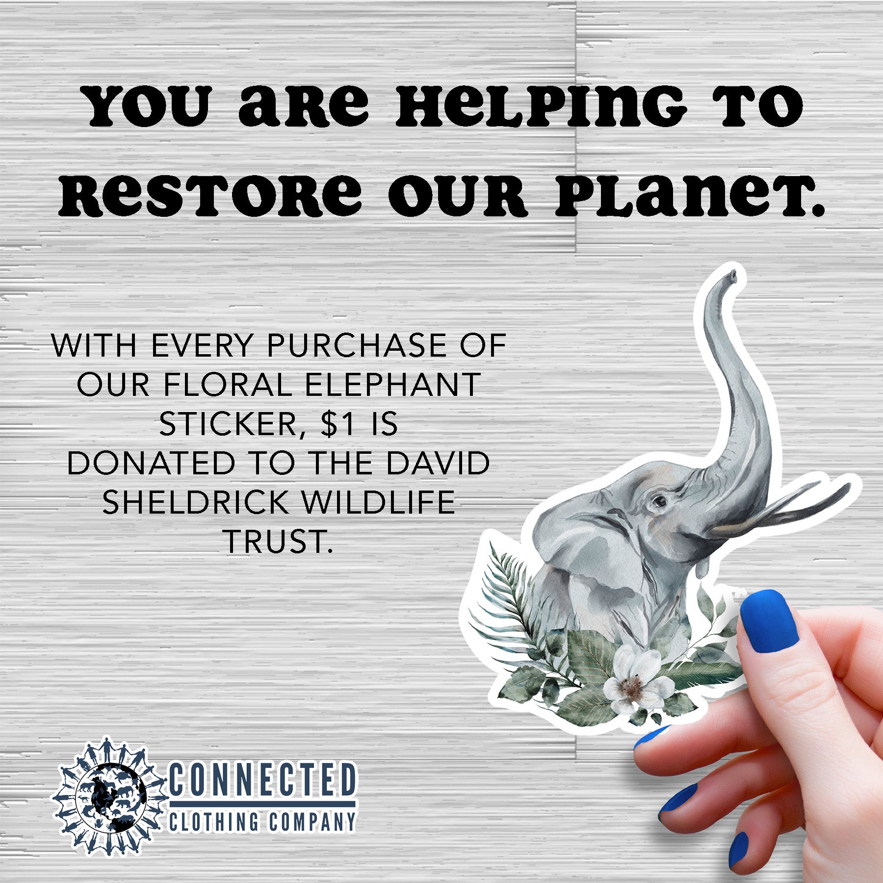 Elephant Floral Sticker - sweetsherriloudesigns - 10% of proceeds donated to elephant conservation