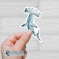 Hand Holding Hammerhead Shark Watercolor Sticker - sharonkornman - Ethical and Sustainable Apparel - portion of profits donated to shark conservation