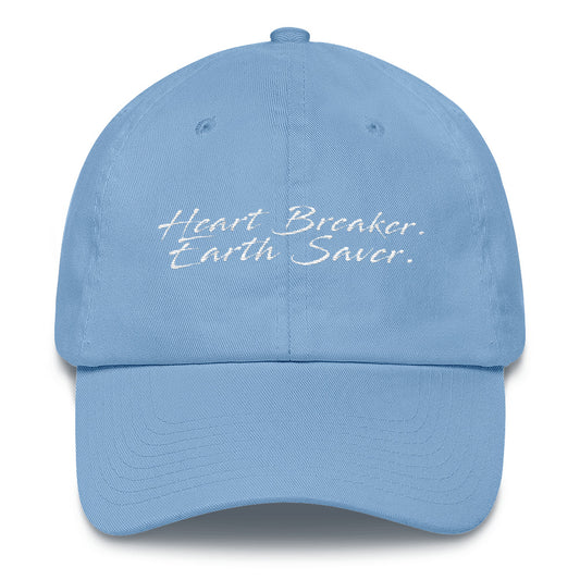 Front of Carolina Blue Heart Breaker. Earth Saver. Cotton Cap - architectconstructor - 10% of profits donated to ocean conservation