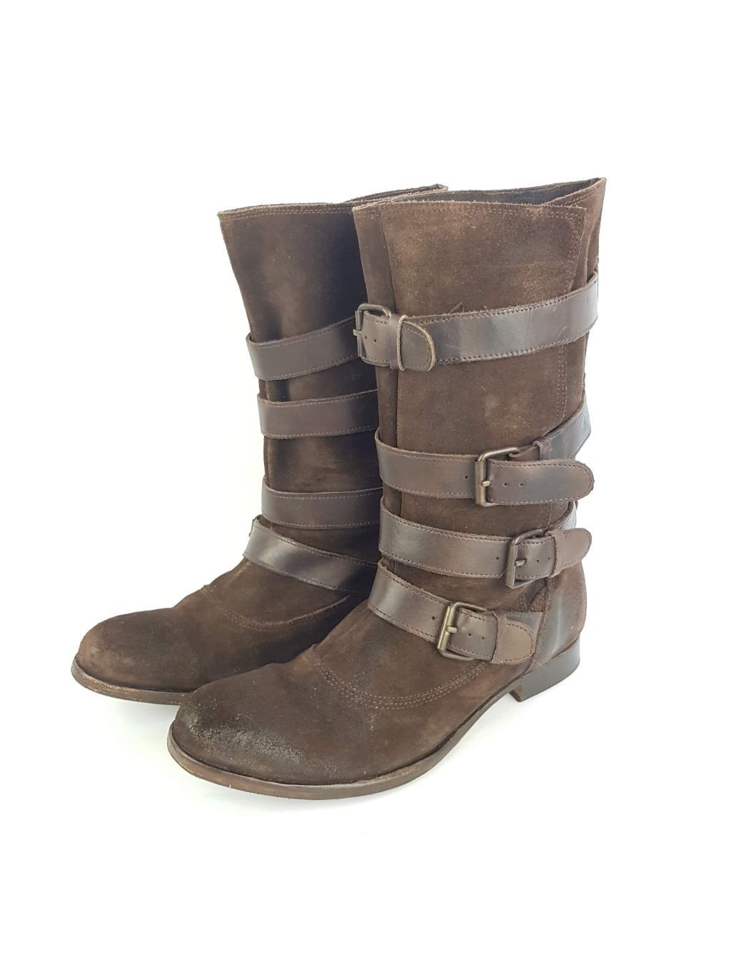 H By Hudson Brown Suede Calf Boots Preloved - Buy from My Ex Wardrobe, Exeter, Devon, UK